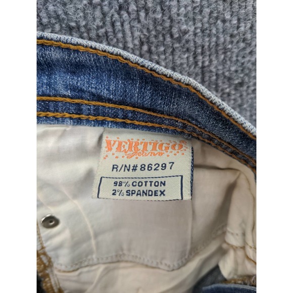 Womens Vertigo Paris Jeans Size 6 Blue Denim 16W 30.5 Inseam Decorated Pockets - Picture 8 of 10